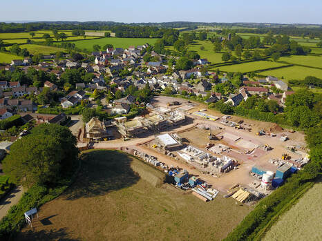 An aerial image of a housing development in Churchinford